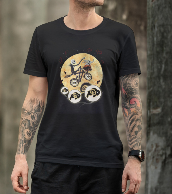 Colorado Buffaloes Football Halloween Jack Skellington Moon Bats Sports T-Shirt