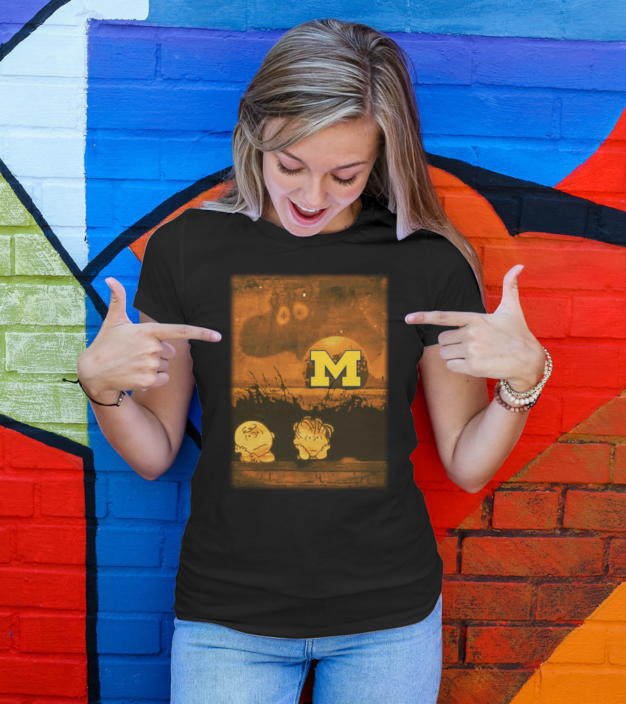 Peanuts Michigan Football Halloween Great Pumpkin Theme With Block M T-Shirt