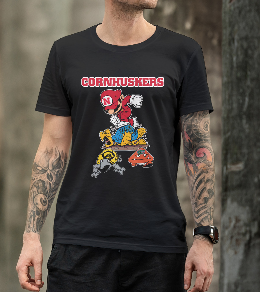 Nebraska Cornhuskers Football Super Mario Style Victory Over Opponents T-Shirt