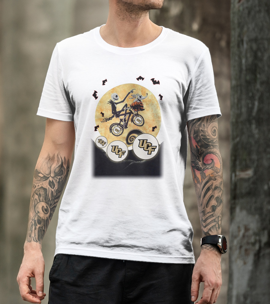 UCF Halloween Football Nightmare Bicycle Moon Scene T-Shirt