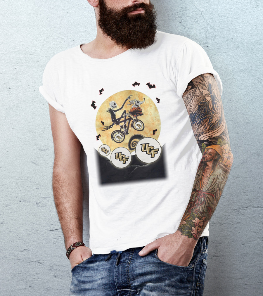 UCF Halloween Football Nightmare Bicycle Moon Scene T-Shirt
