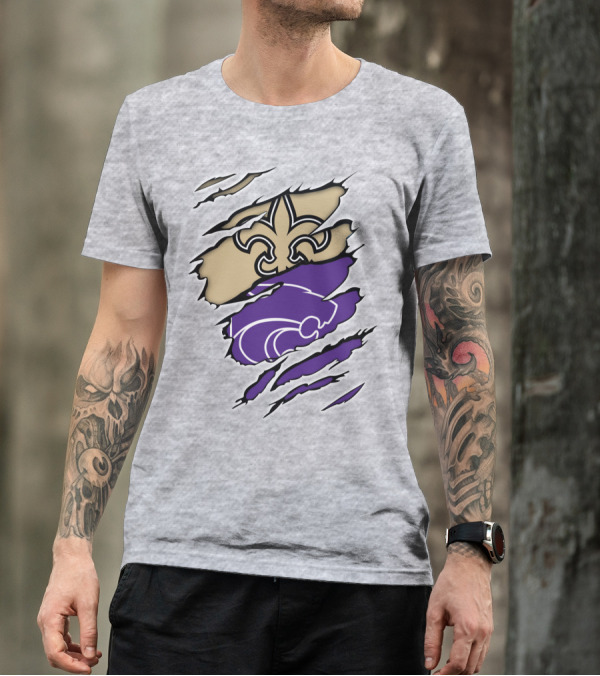 Kansas State Wildcats New Orleans Saints Fleur-de-lis Combination T-Shirt