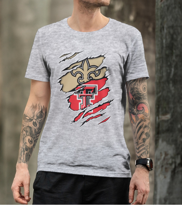 Saints Fleur-de-Lis Texas Tech Double T Combo T-Shirt