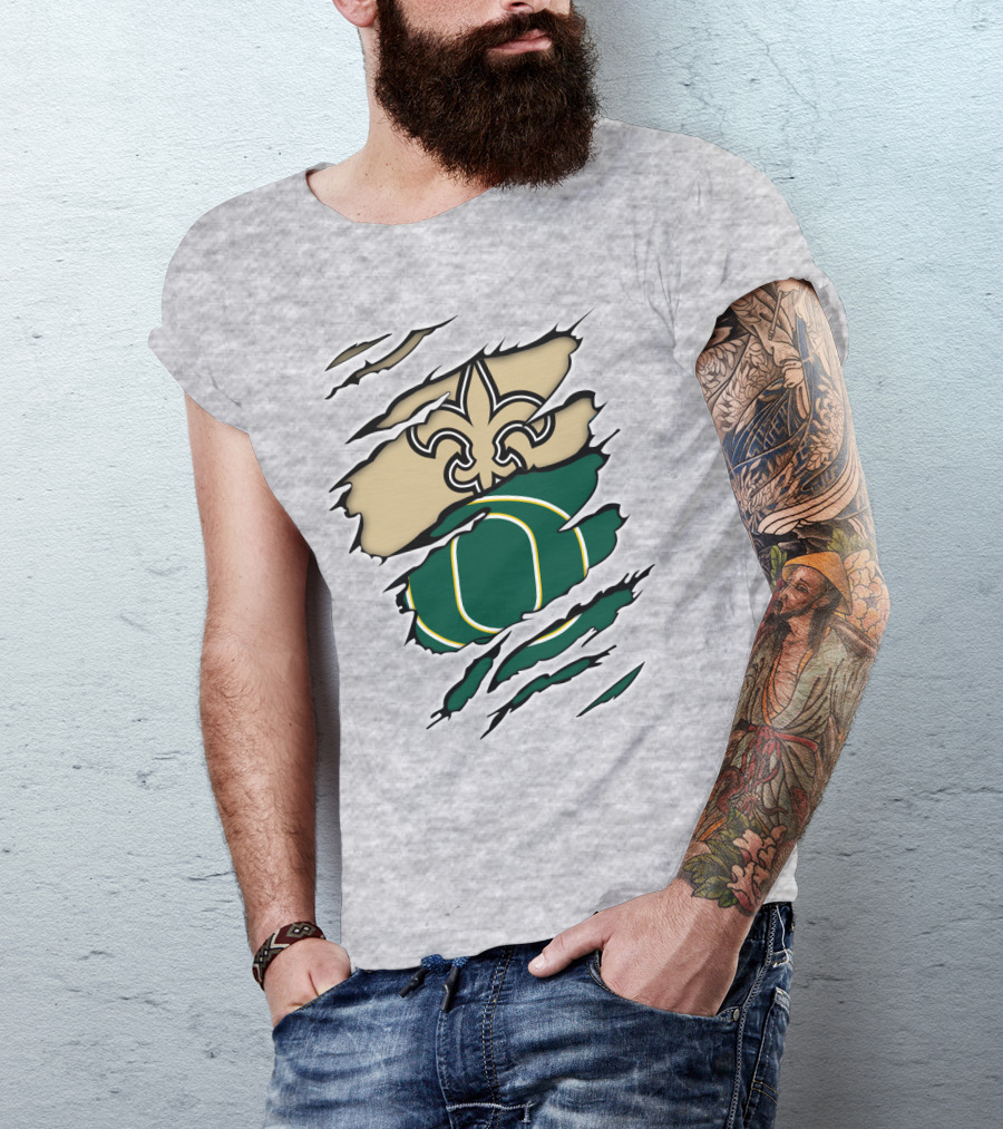 New Orleans Saints Oregon Ducks Logo Mashup T-Shirt