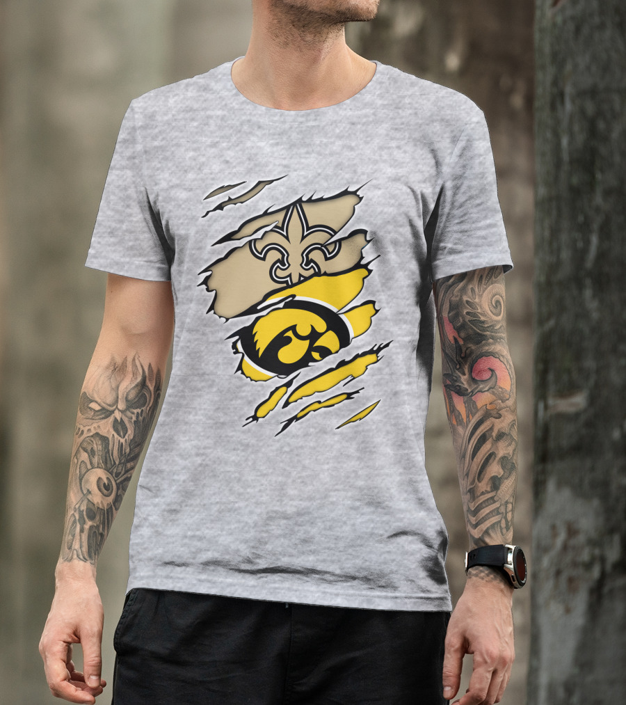 Iowa Hawkeyes And New Orleans Saints Fusion T-Shirt