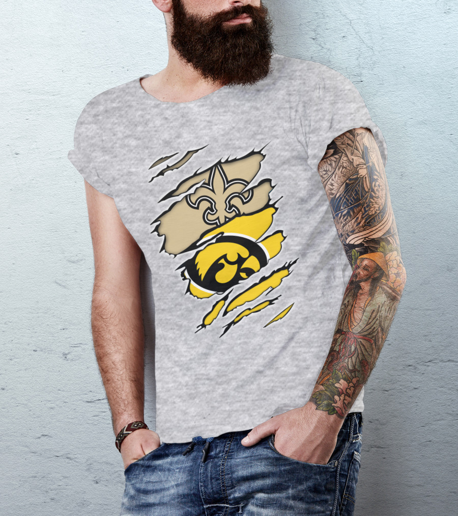 Iowa Hawkeyes And New Orleans Saints Fusion T-Shirt