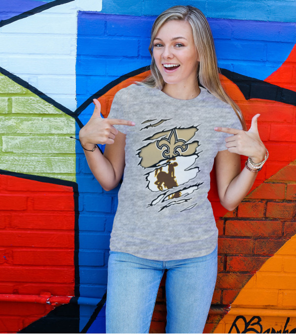 Saints Wyoming Fleur-de-Lis Rodeo Rider Tear T-Shirt