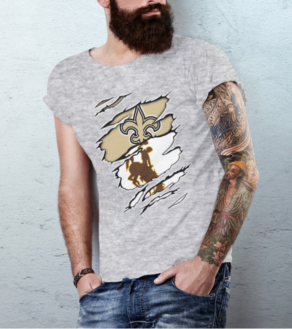 Saints Wyoming Fleur-de-Lis Rodeo Rider Tear T-Shirt