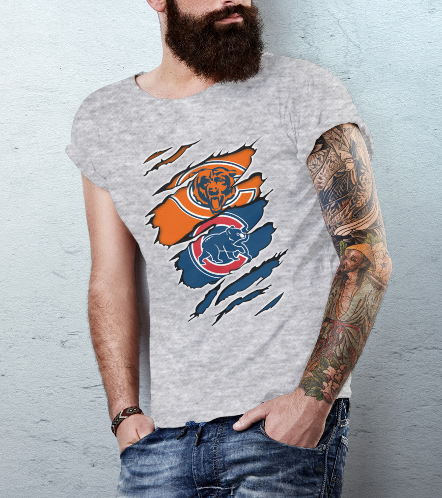 Chicago Bears Cubs Claw Marks Sports T-Shirt