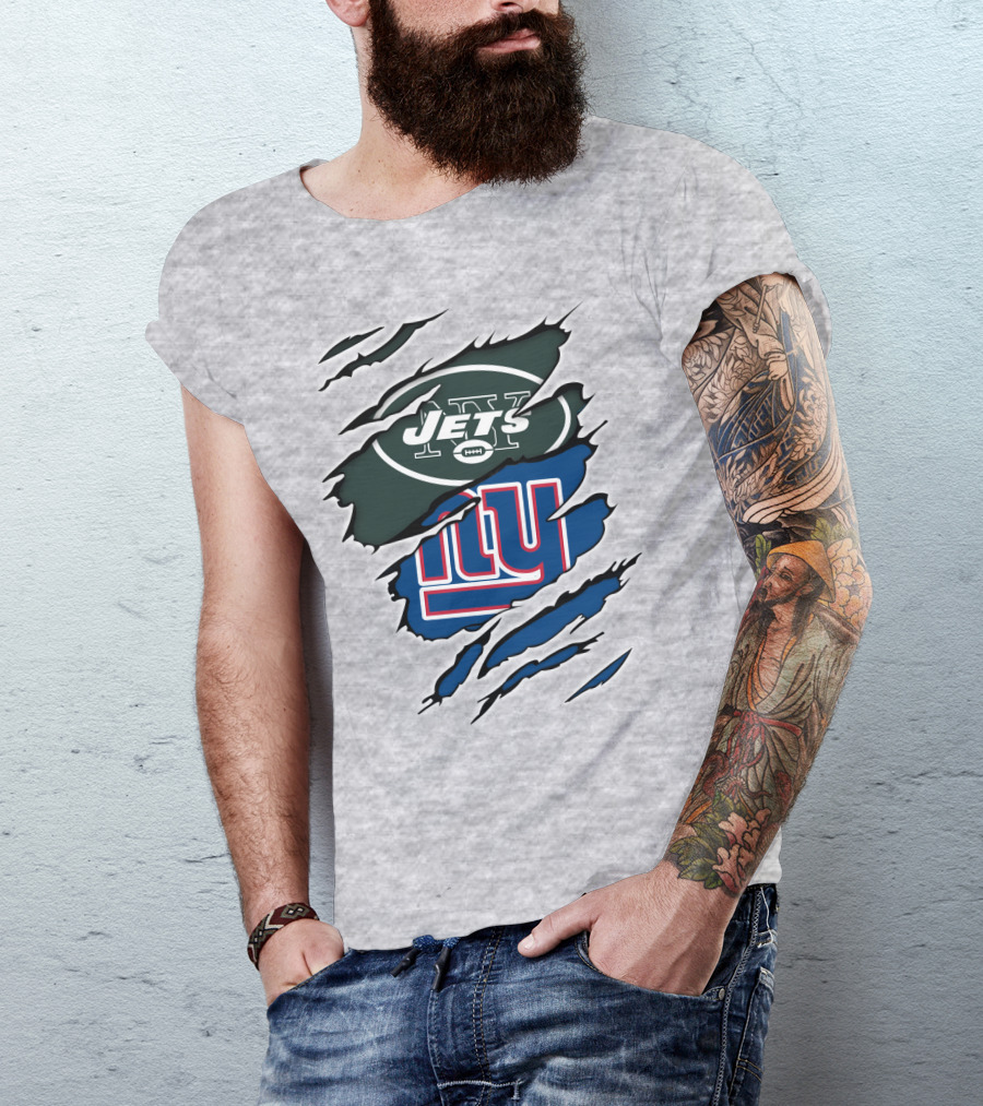 New York Jets Giants Football Rivalry Claw Marks T-Shirt
