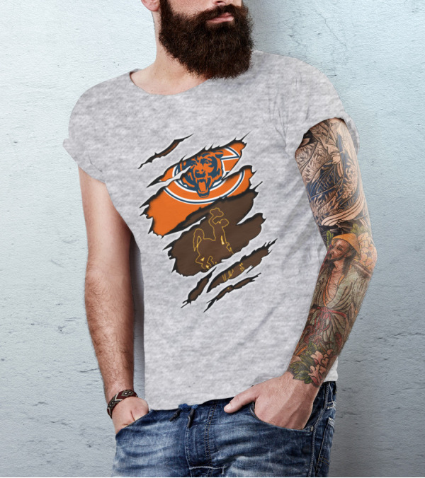 Bears Logo With Wyoming Cowboy Ripped Layers T-Shirt