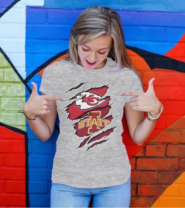 Kansas City Chiefs Iowa State University Torn Claw Marks T-Shirt