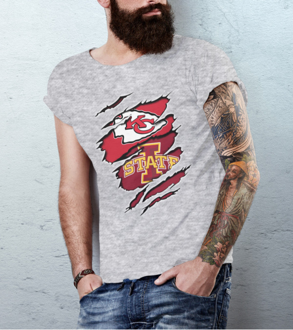 Kansas City Chiefs Iowa State University Torn Claw Marks T-Shirt