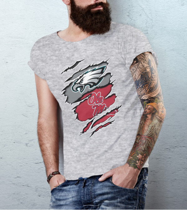 Philadelphia Eagles Ole Miss Ripped Claw T-Shirt