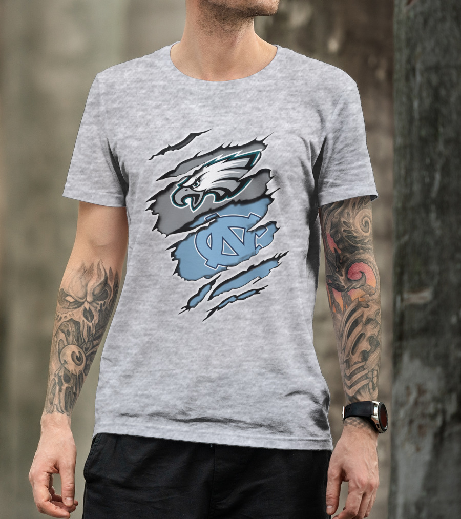 Philadelphia Eagles Unc Tar Heels Claw Marks Logo Mix T-Shirt