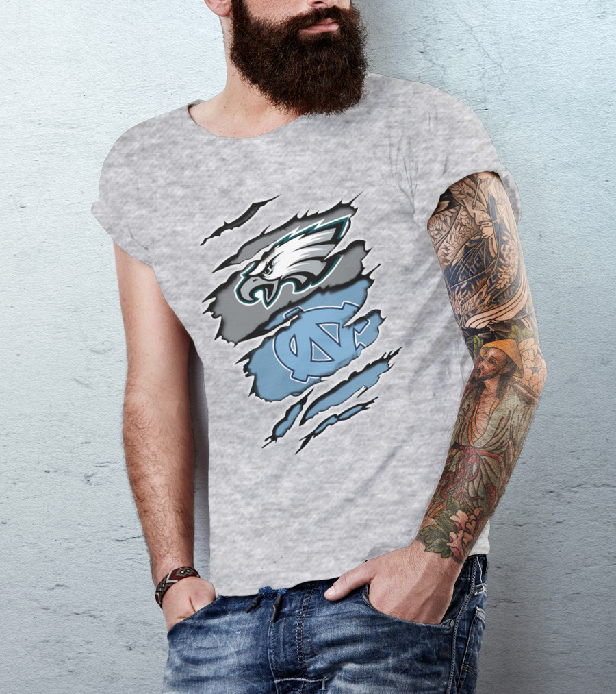 Philadelphia Eagles Unc Tar Heels Claw Marks Logo Mix T-Shirt