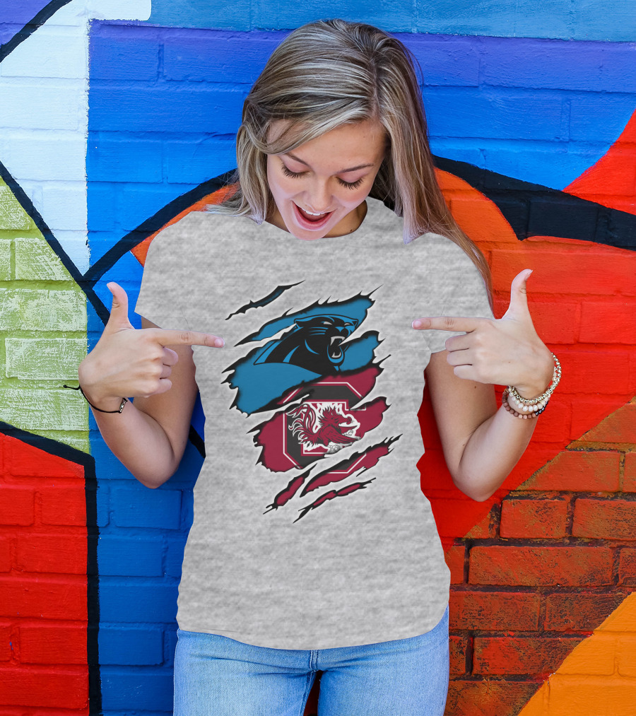 Panthers Gamecocks Clawmarks Logo Fusion T-Shirt