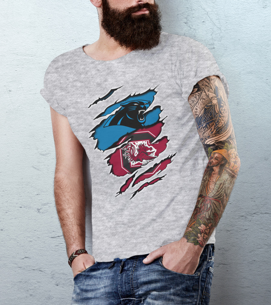 Panthers Gamecocks Clawmarks Logo Fusion T-Shirt