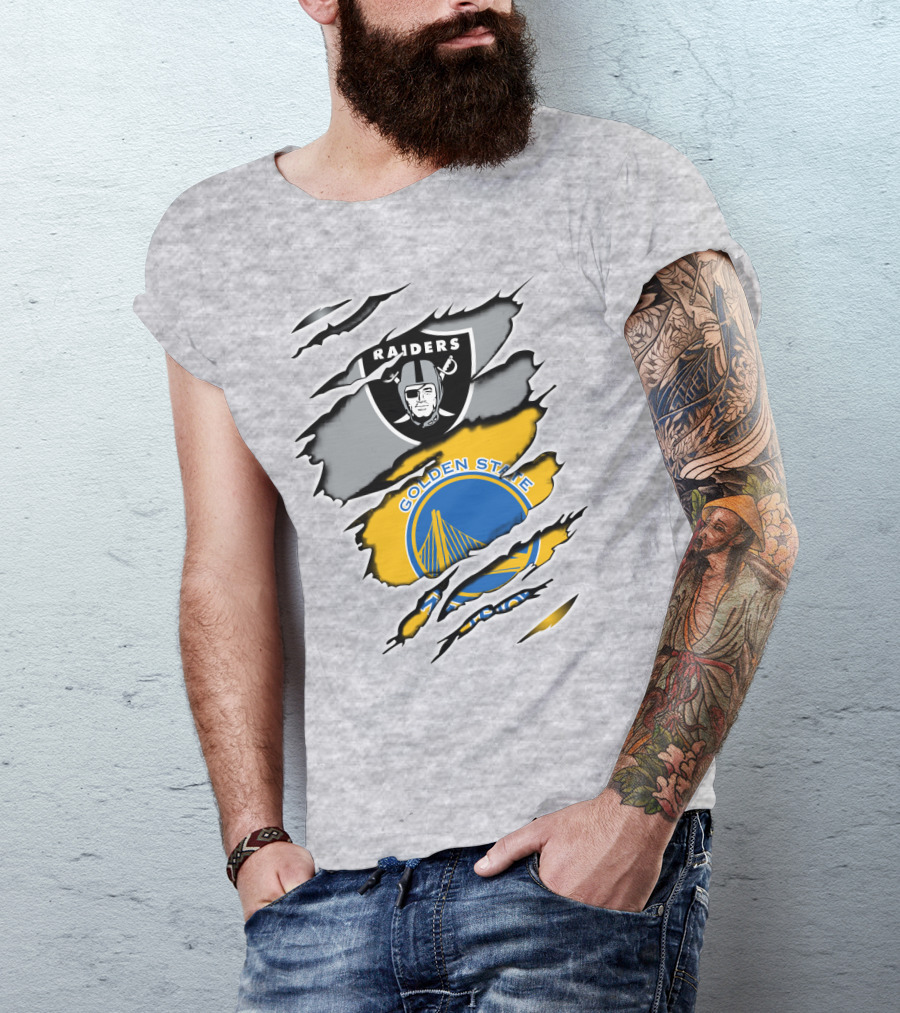 Raiders Golden State Warriors Logo Mashup T-Shirt