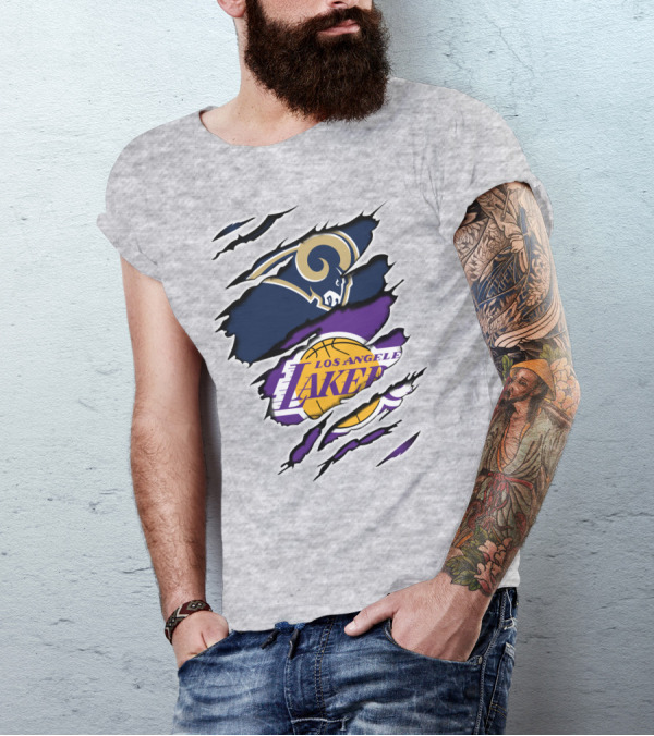 Los Angeles Rams Lakers Dual Logo Collaboration T-Shirt