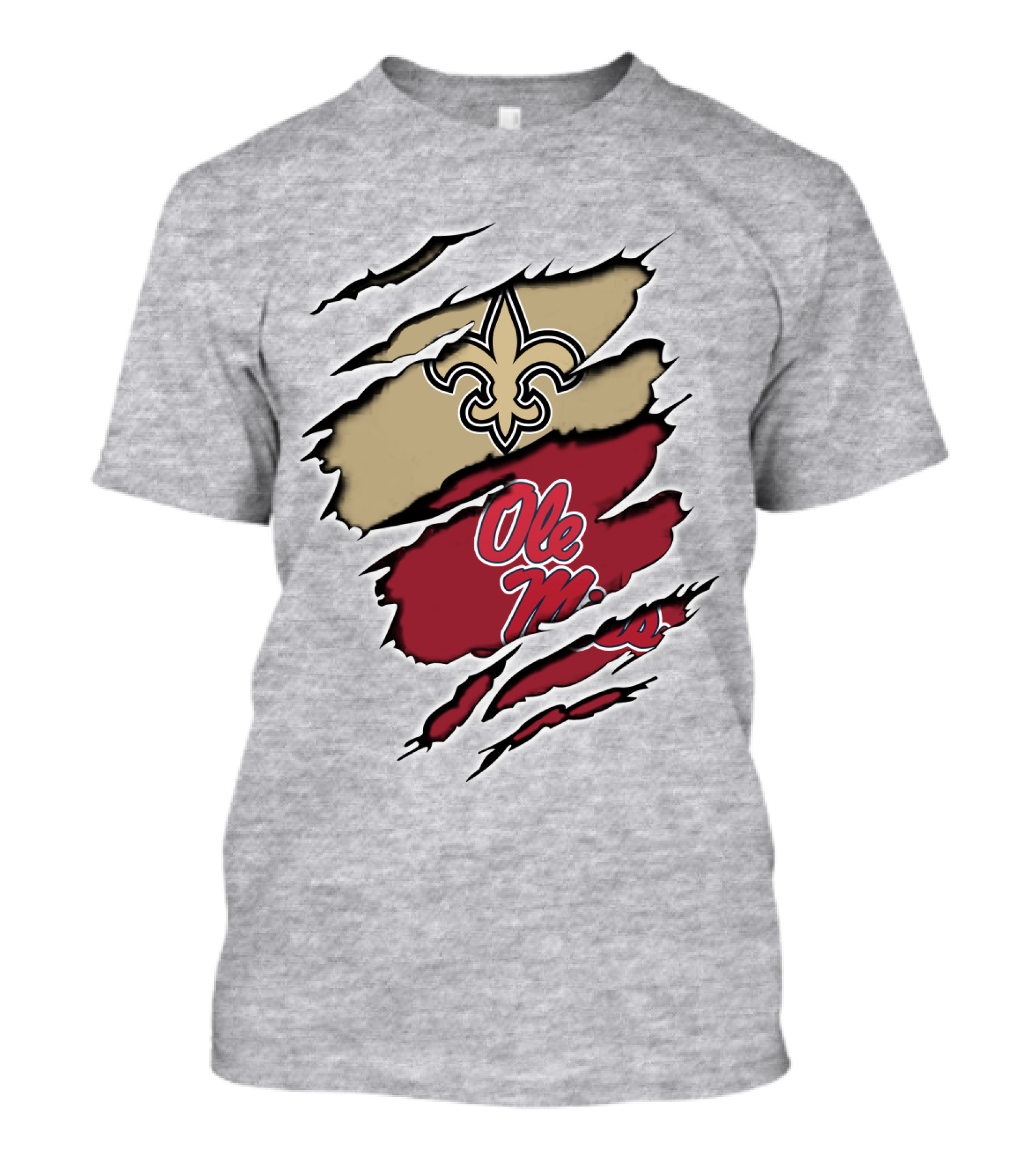 Saints Ole Miss Fleur-de-Lis Ripped T-Shirt