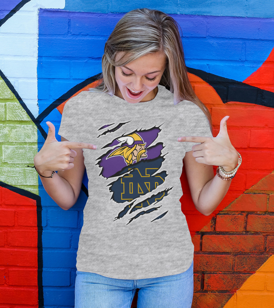 Vikings Notredame Nd Logo Collaboration Vikings_Unleashed T-Shirt