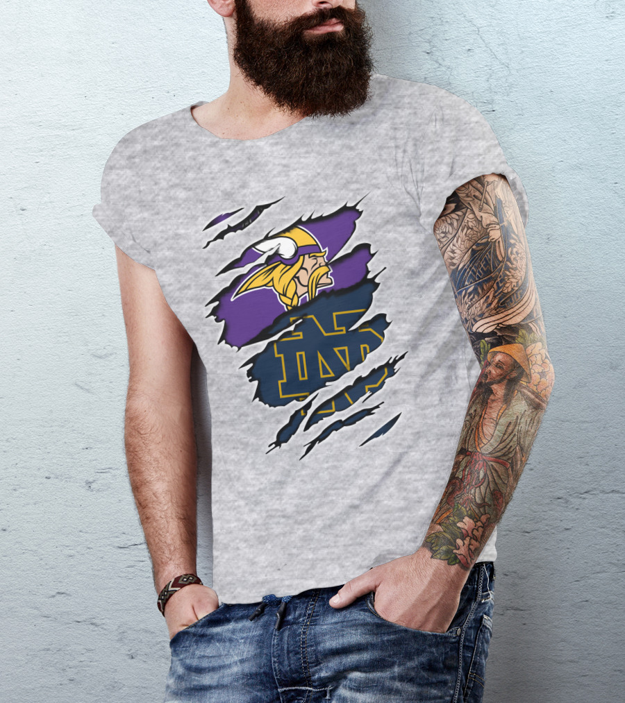 Vikings Notredame Nd Logo Collaboration Vikings_Unleashed T-Shirt