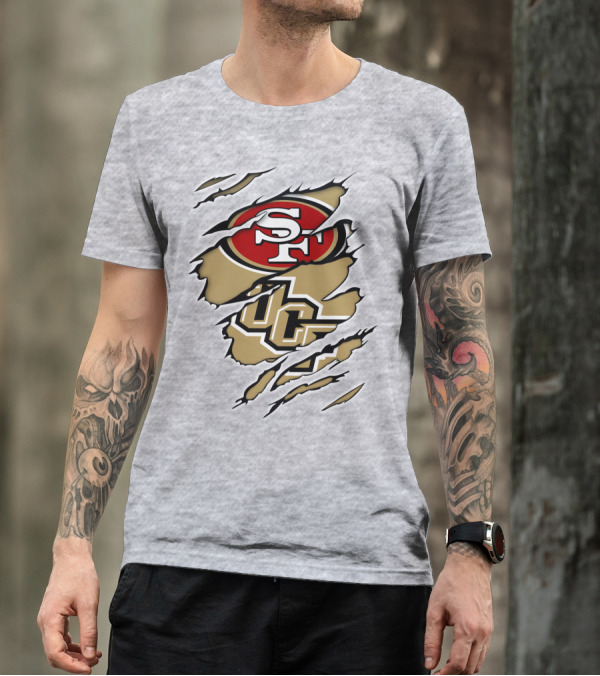 San Francisco 49ers And UCF Knights Torn T-Shirt