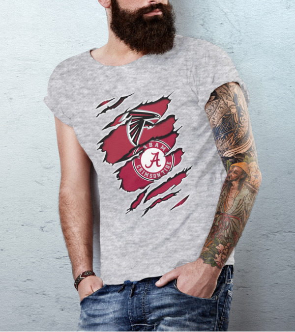 Alabama Crimson Tide Falcons Logo Torn T-Shirt