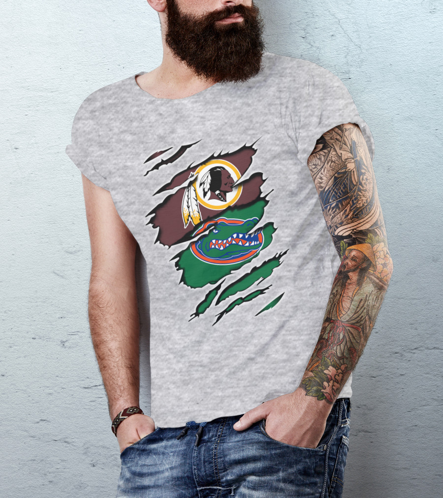 Redskins Gators Logos Claw Marks T-Shirt