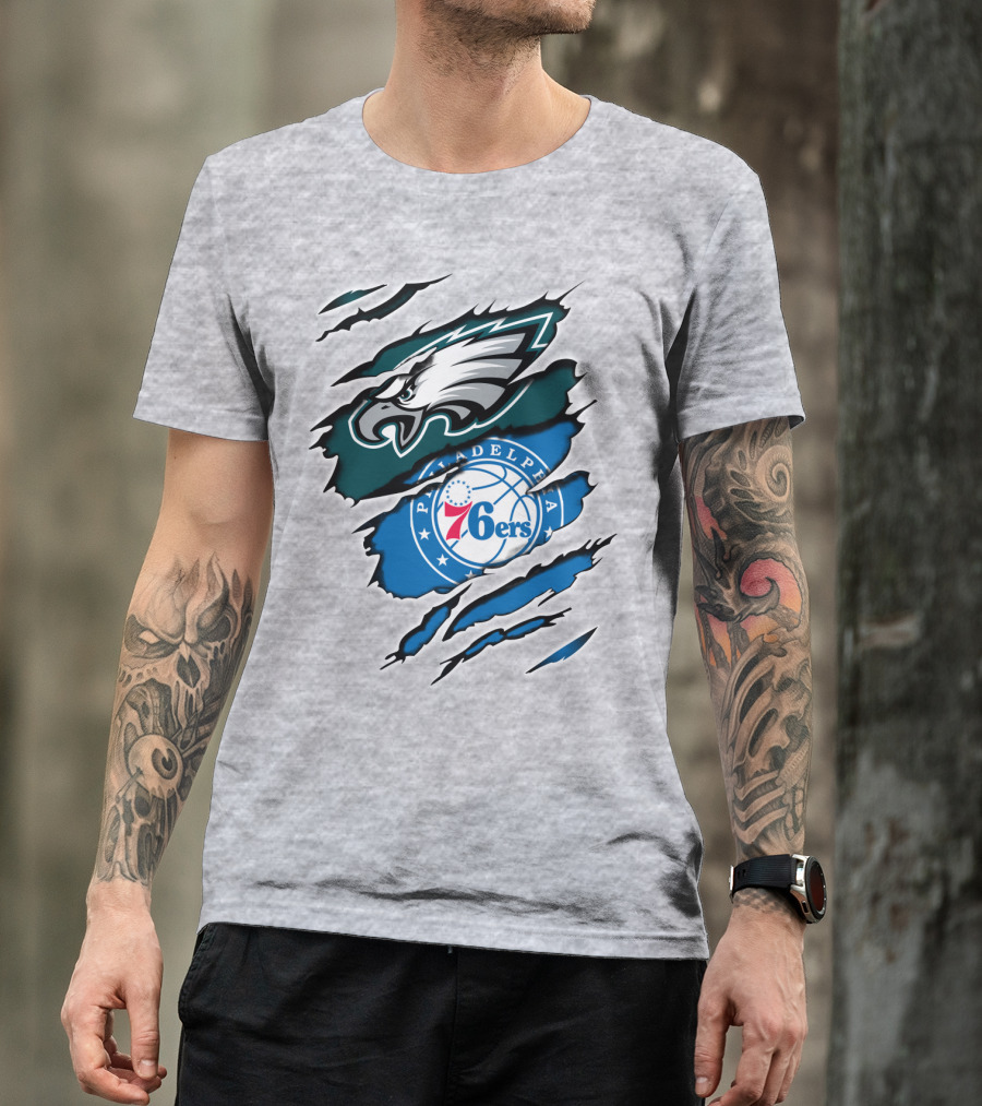Philadelphia Eagles 76ers Rip Claw T-Shirt