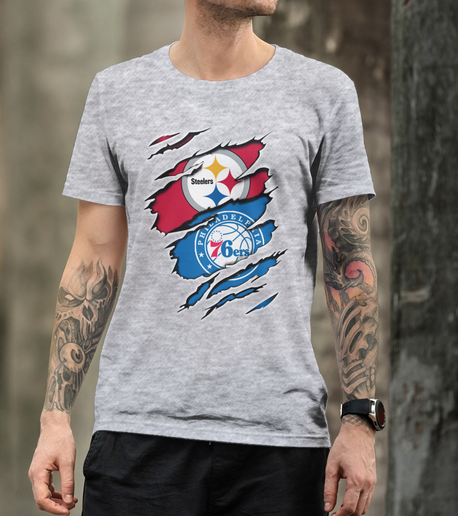 Steelers Philadelphia 76ers Logo Mashup T-Shirt