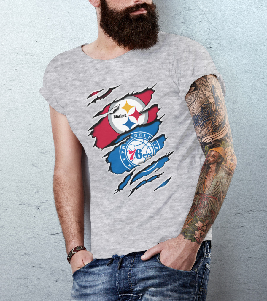 Steelers Philadelphia 76ers Logo Mashup T-Shirt