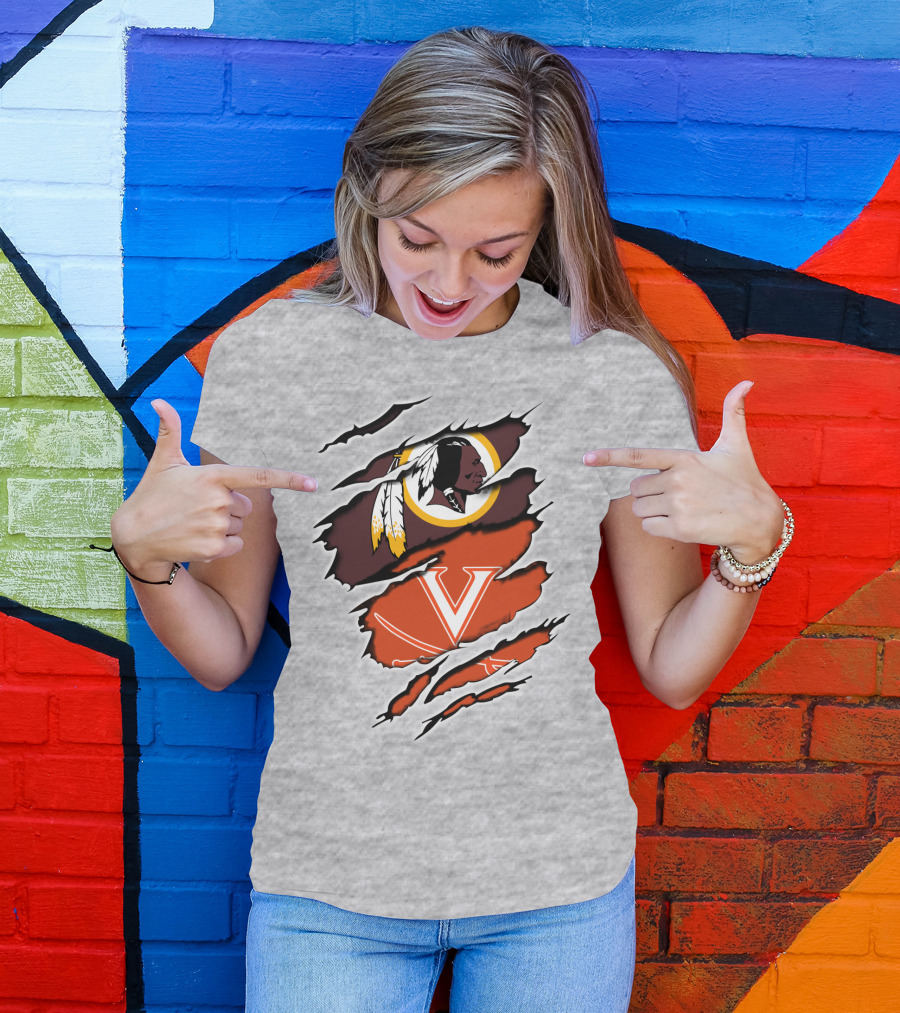 Redskins Cavaliers Virginia Sports Logo Combination T-Shirt