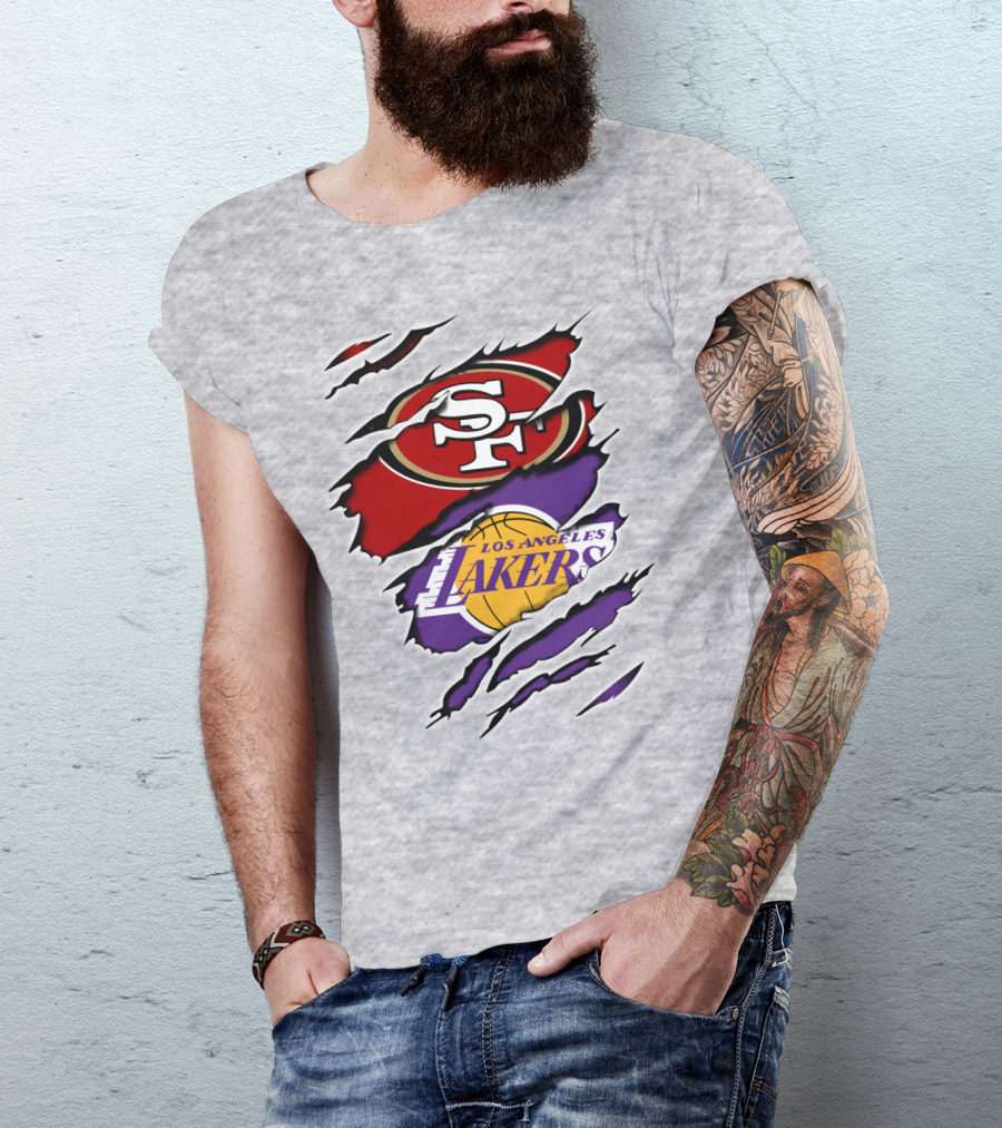 49ERS SF Los Angeles Lakers Logo Mashup T-Shirt