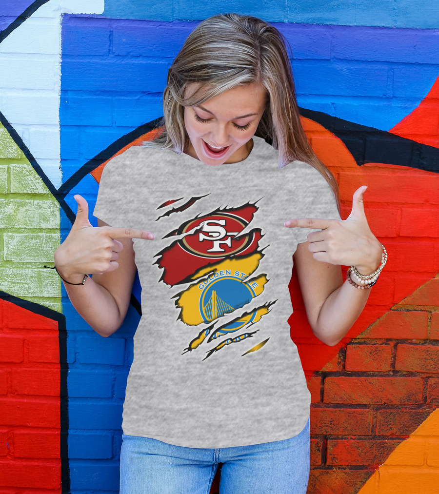 49ERS Golden State Warriors SF Logo Tear T-Shirt