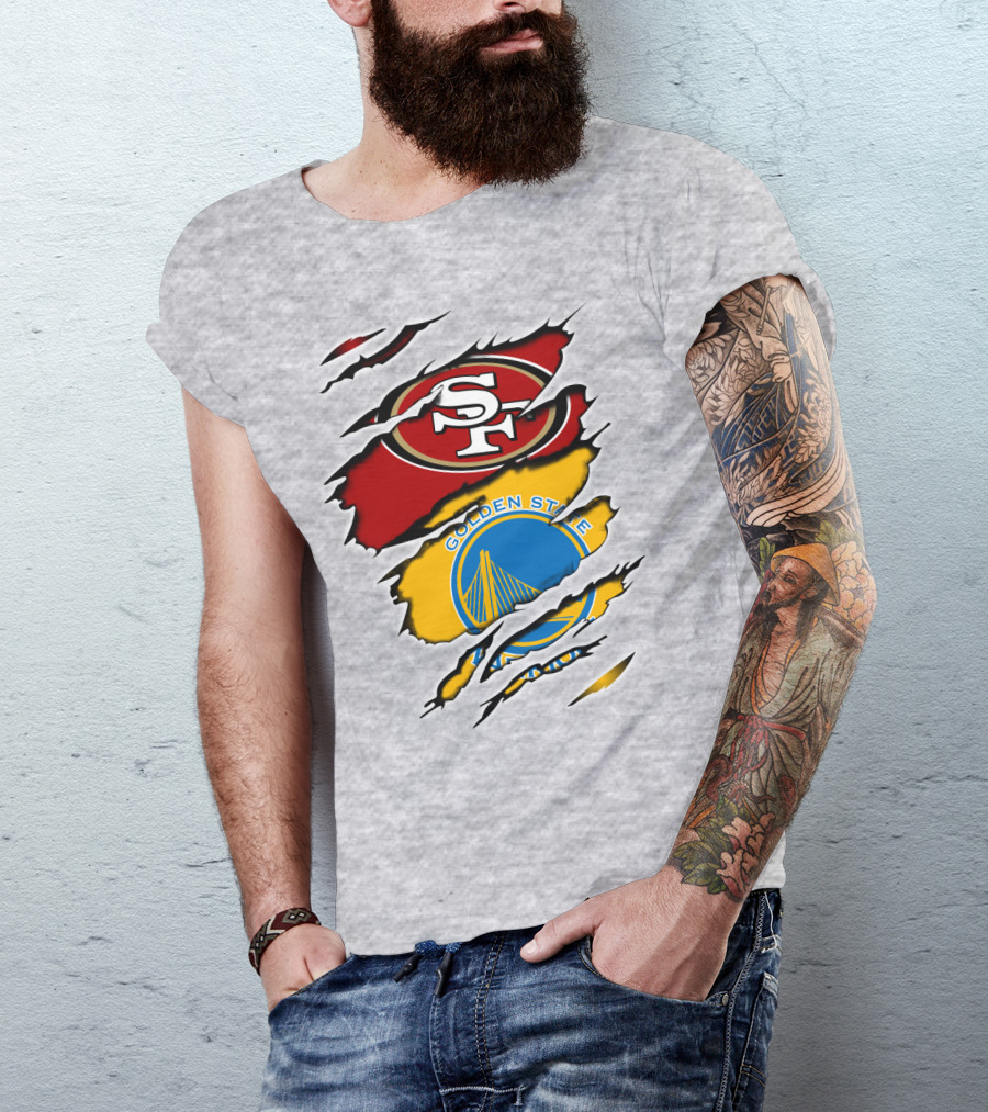 49ERS Golden State Warriors SF Logo Tear T-Shirt
