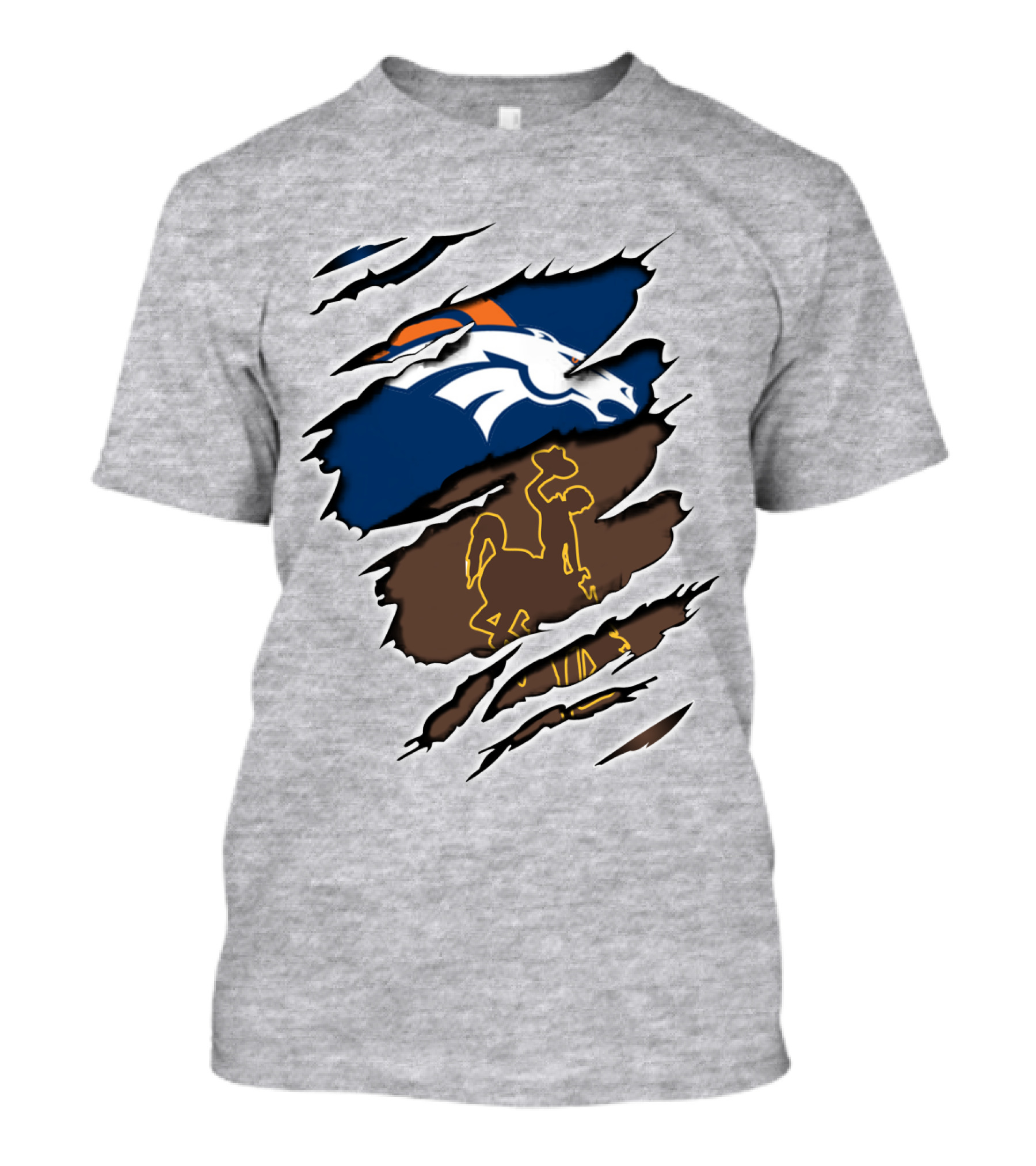 Broncos Wyoming Broncos Wyoming Logo Dual Layer Rip T-Shirt