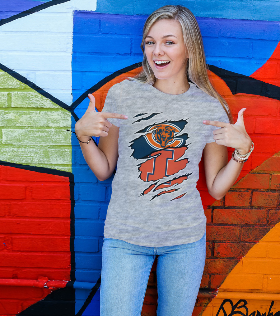 Chicago Bears Illinois Fighting Illini Fan Logo Mashup T-Shirt