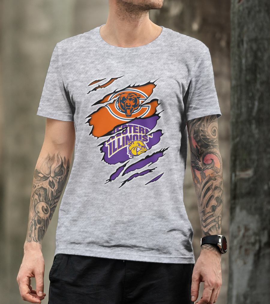 Chicago Bears Western Illinois Leathernecks Claw Marks T-Shirt