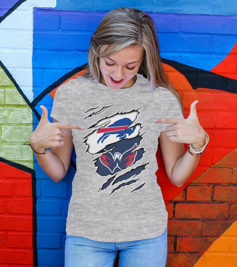 Buffalo Bills Washington Capitals Ripped Claw Marks T-Shirt