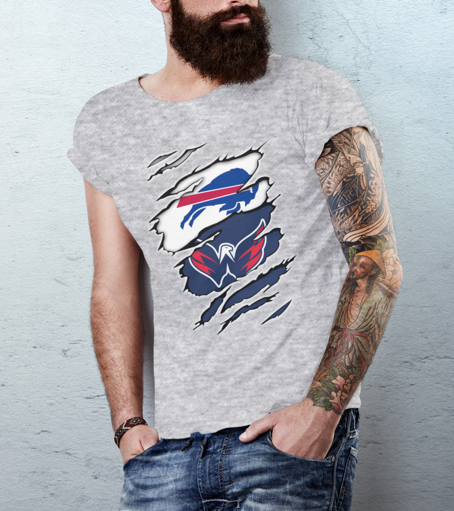 Buffalo Bills Washington Capitals Ripped Claw Marks T-Shirt