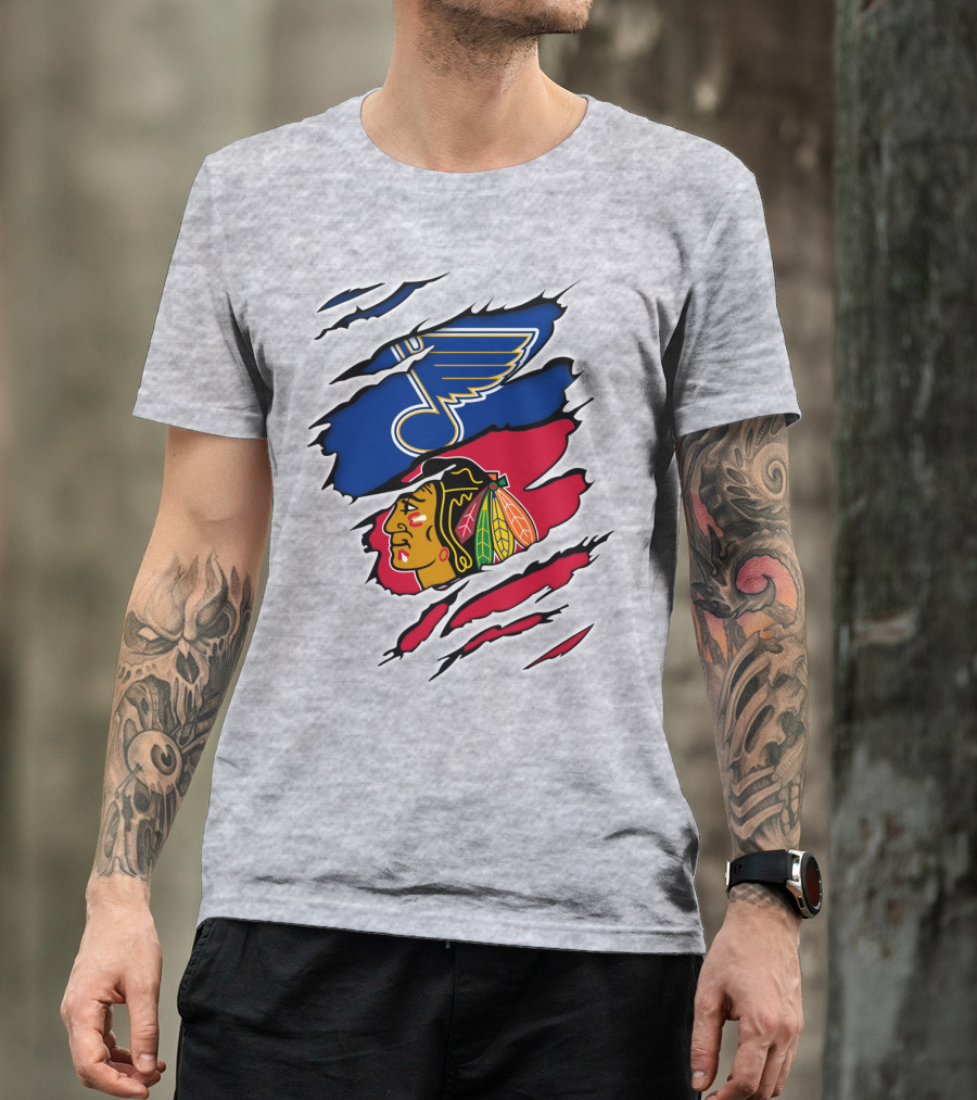 Blues Blackhawks Rivalry Team Clash Logo Fan Gear T-Shirt