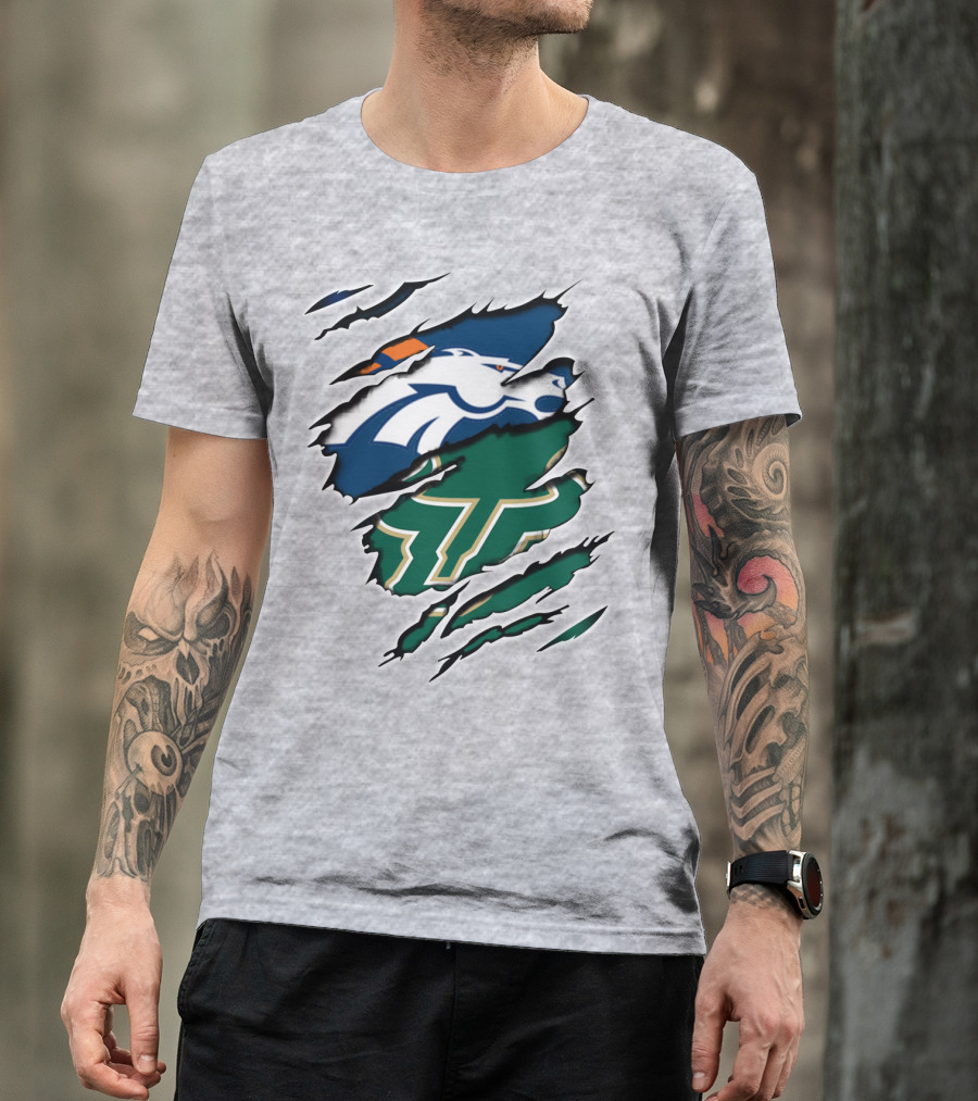Broncos Bulls Logo Combination Tear T-Shirt