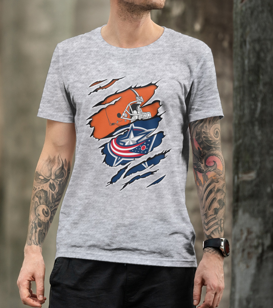 Cleveland Browns Columbus Blue Jackets Crossover T-Shirt