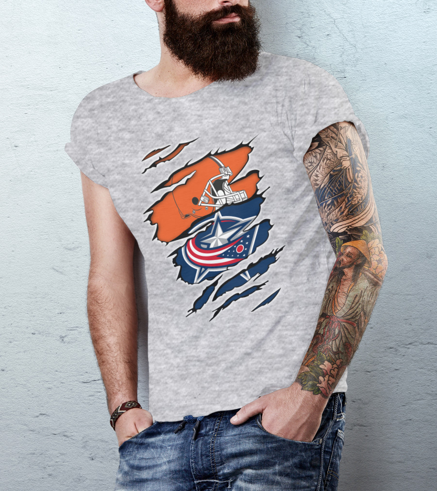 Cleveland Browns Columbus Blue Jackets Crossover T-Shirt