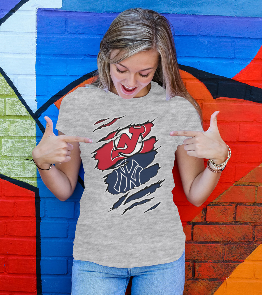 New Jersey Devils New York Yankees Fan Crossover T-Shirt