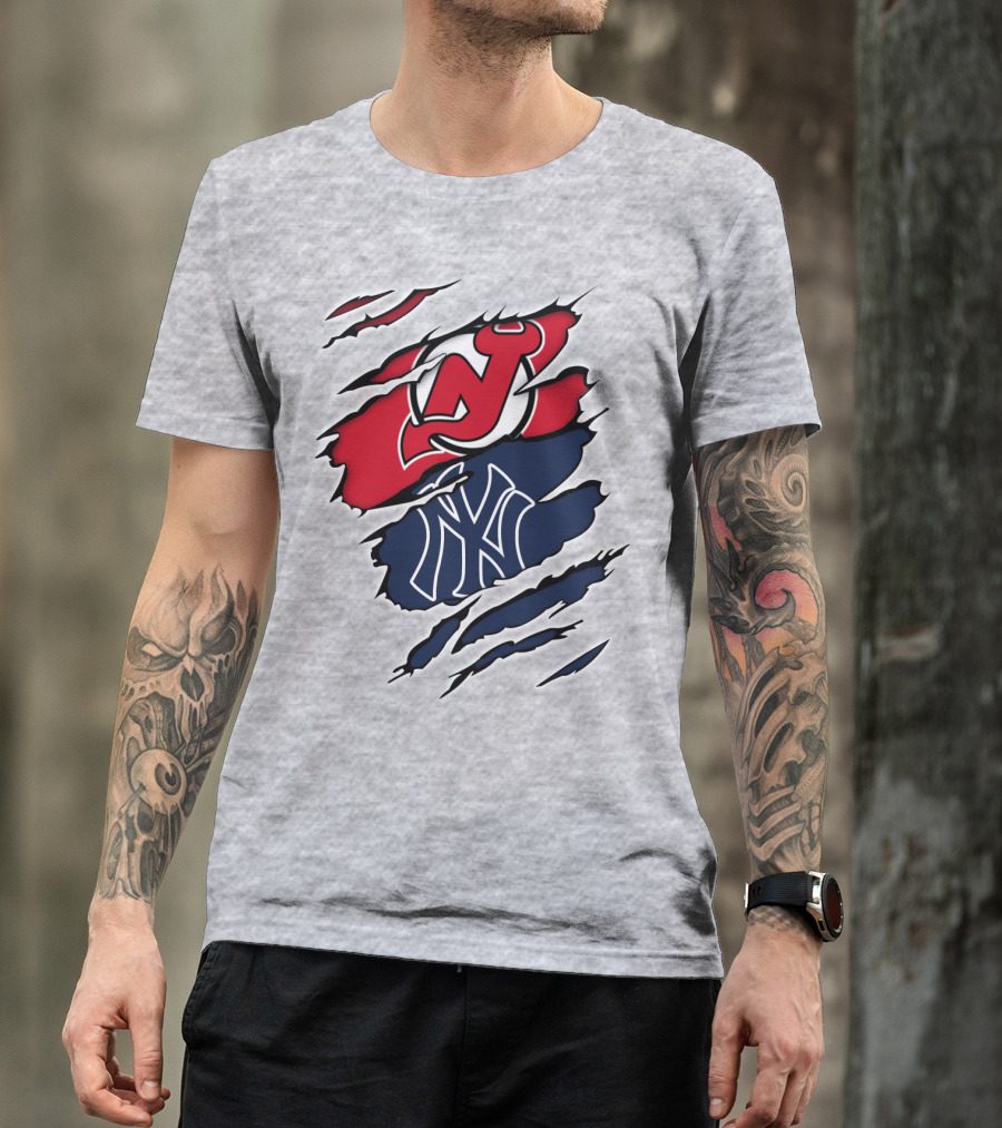 New Jersey Devils New York Yankees Fan Crossover T-Shirt