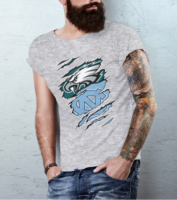 Philadelphia Eagles North Carolina Tar Heels Logo Fusion T-Shirt