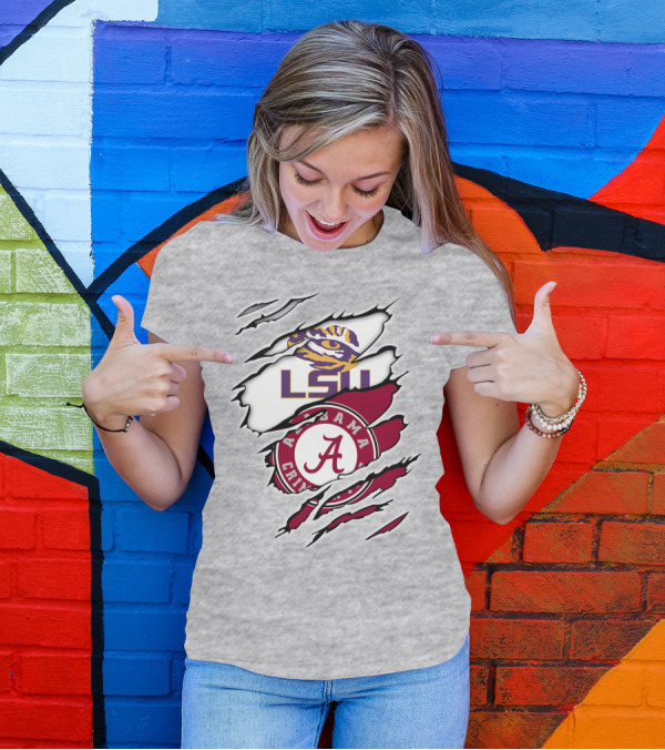 LSU Tigers Alabama Crimson Tide Rivalry Claw Marks T-Shirt